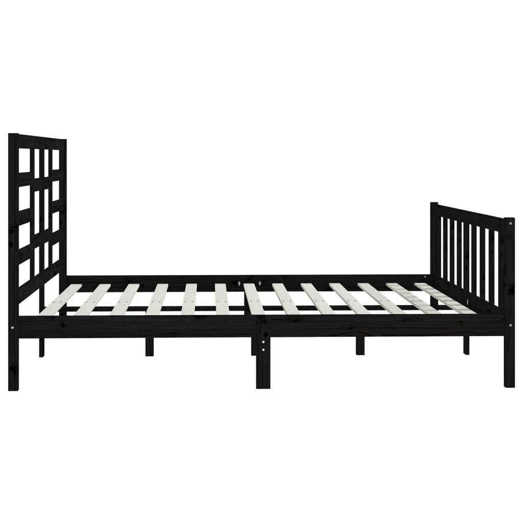 sengeramme 200x200 cm massivt fyrretræ sort