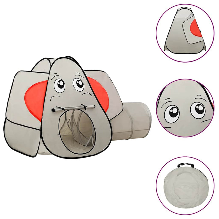 legetelt til børn 174x86x101 cm 250 bolde elefant grå
