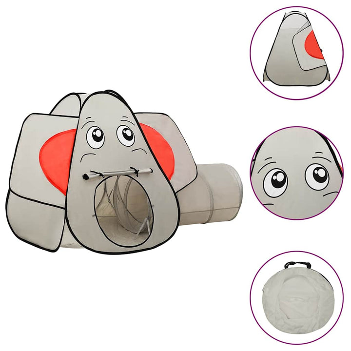 legetelt til børn 174x86x101 cm 250 bolde elefant grå