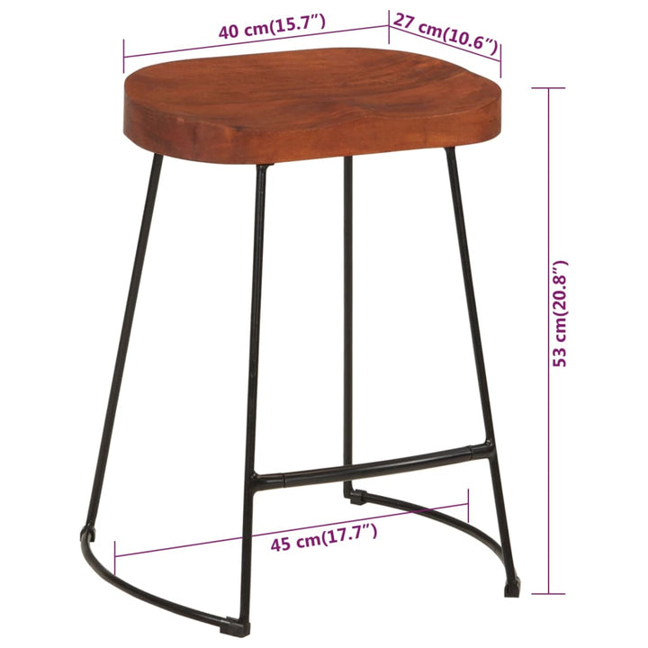 Gavin-barstole 2 stk. 45x38x53 cm massivt mangotræ
