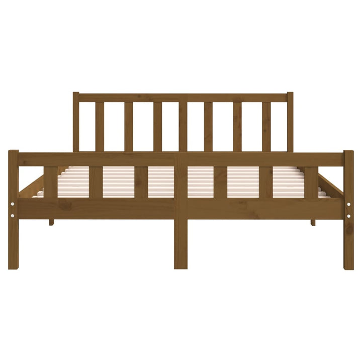 sengeramme 150x200 cm King Size massivt træ gyldenbrun