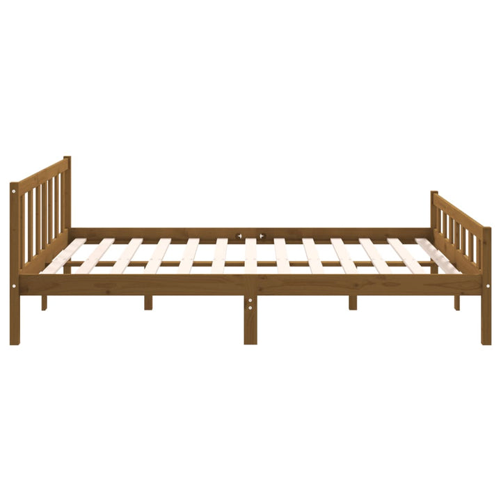 sengeramme 150x200 cm King Size massivt træ gyldenbrun