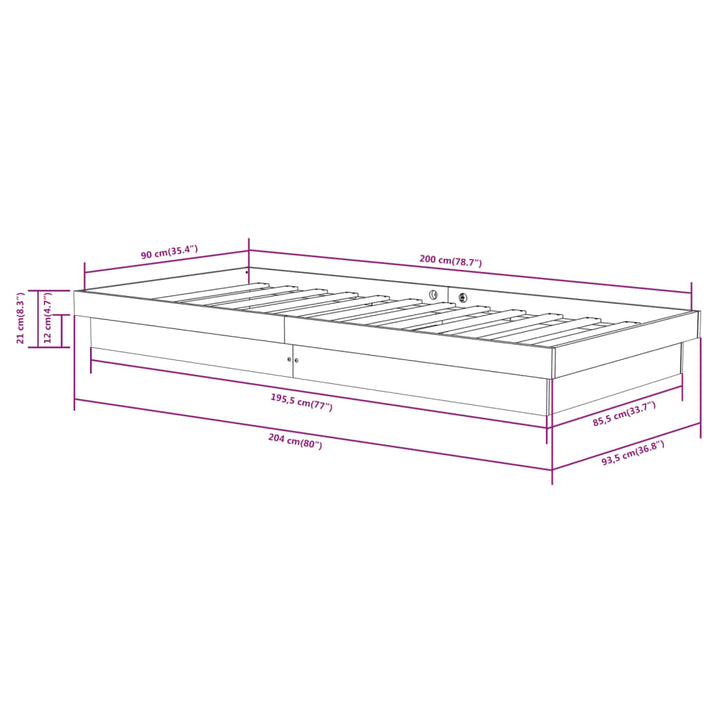 sengeramme 90x200 cm massivt træ hvid