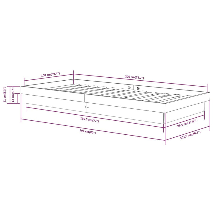 sengeramme 100x200 cm massivt træ hvid