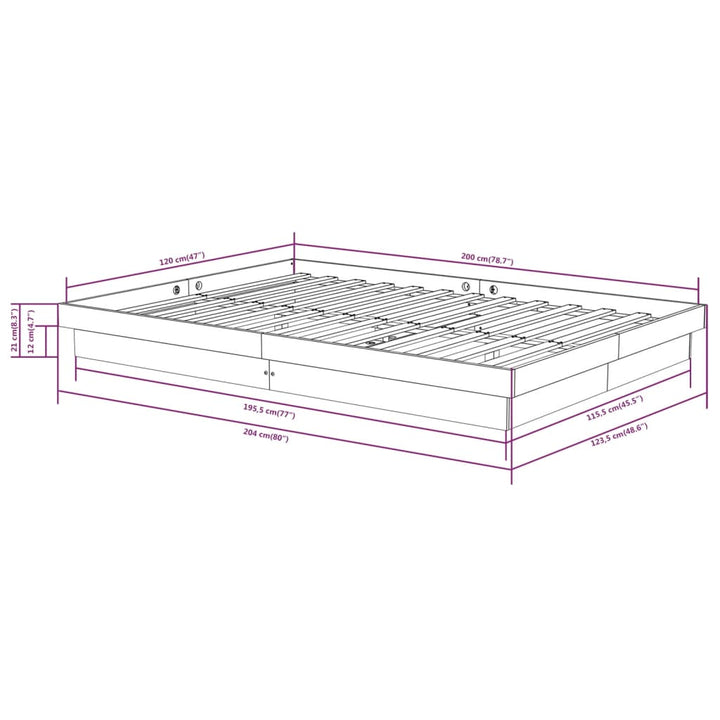 sengeramme 120x200 cm massivt træ hvid