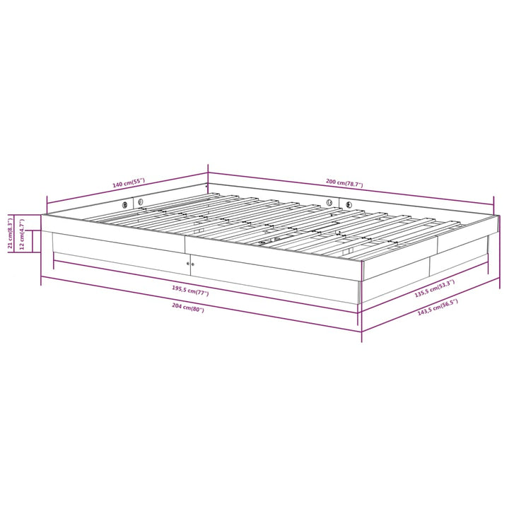 sengeramme 140x200 cm massivt træ hvid
