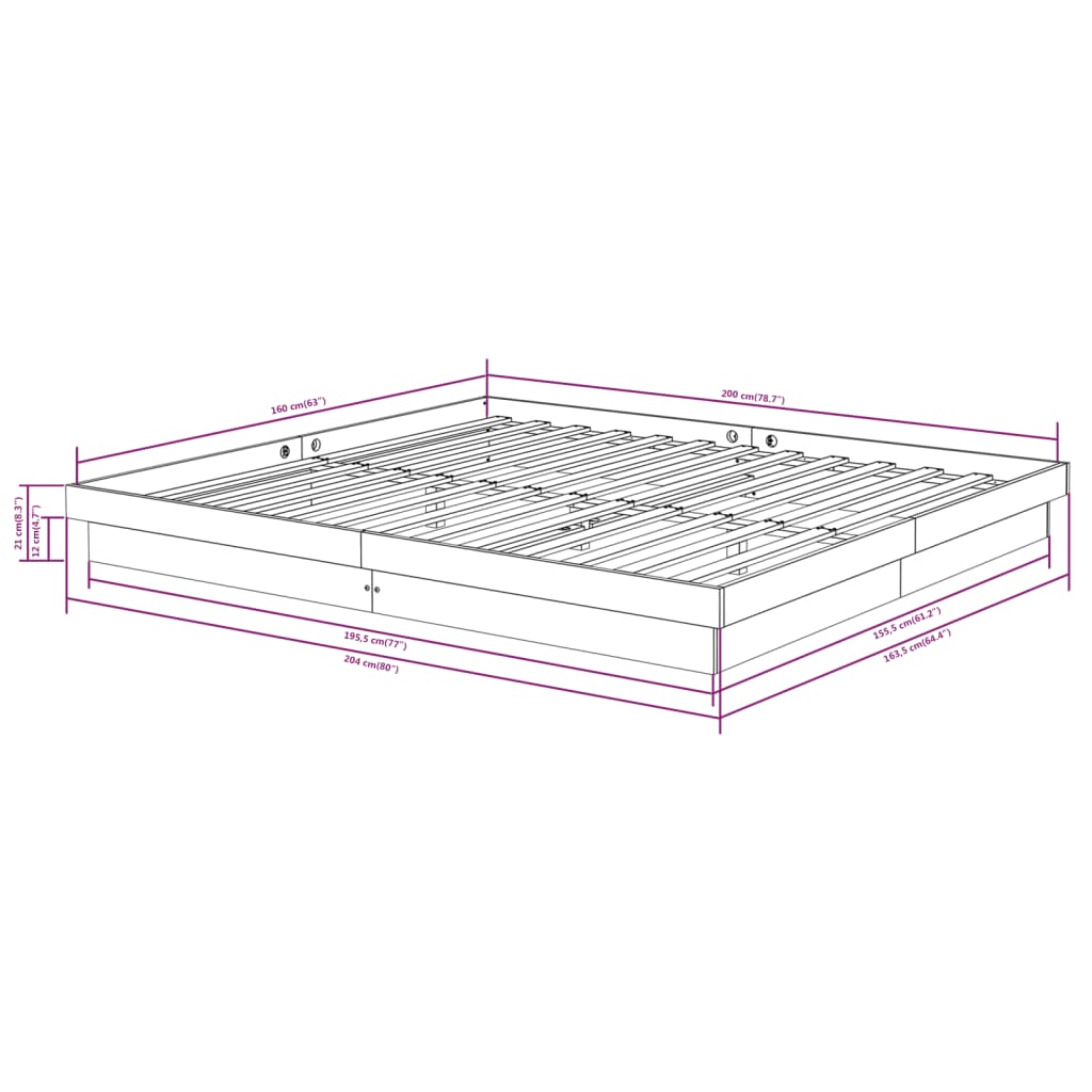 sengeramme 160x200 cm massivt træ hvid