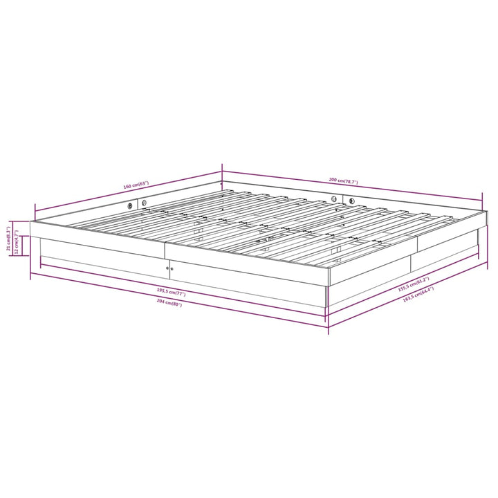 sengeramme 160x200 cm massivt træ hvid
