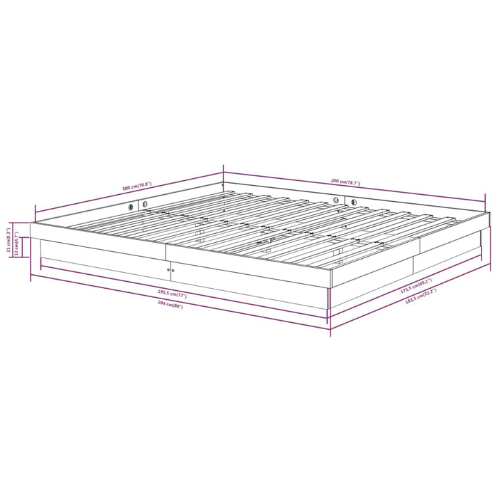 sengestel 180x200 cm Super King massivt fyrretræ hvid