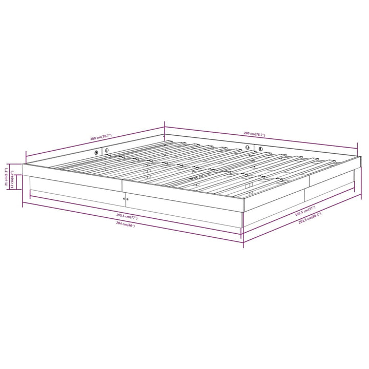 sengeramme 200x200 cm massivt træ hvid