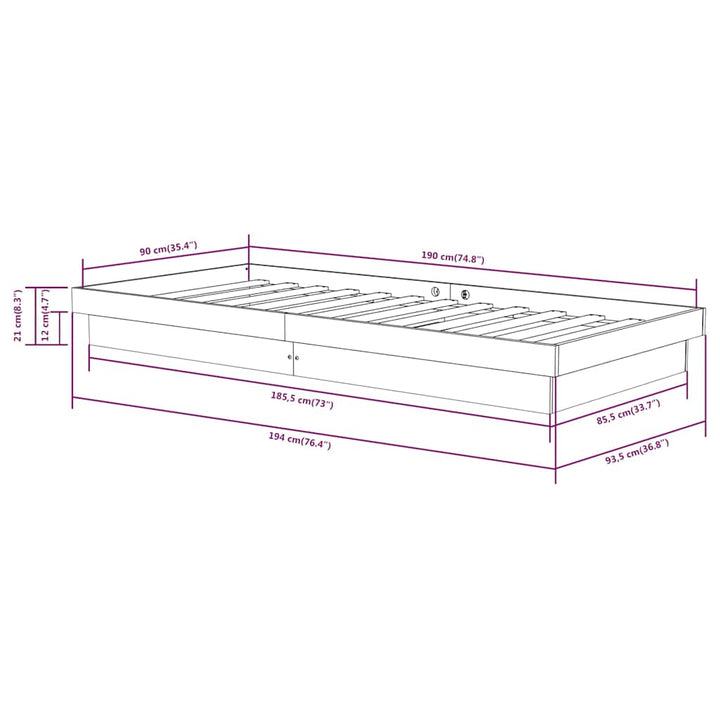 sengeramme 90x190 cm massivt træ