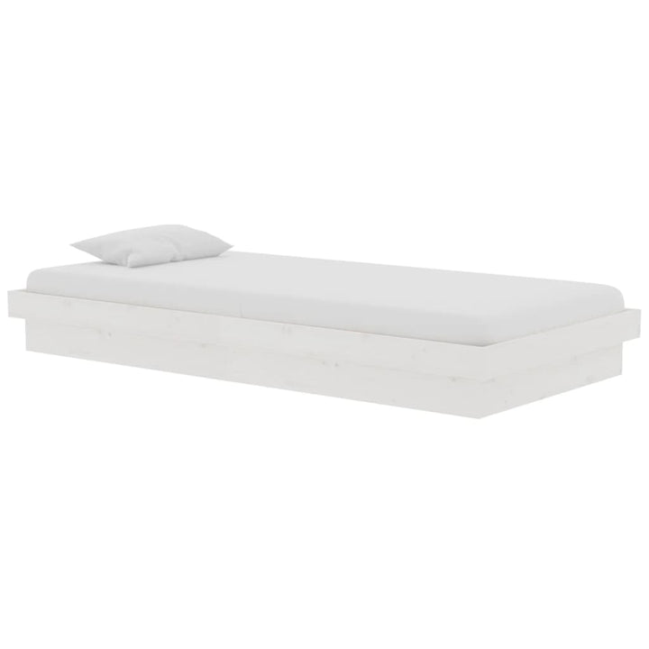 sengeramme 90x190 cm Single massivt træ hvid