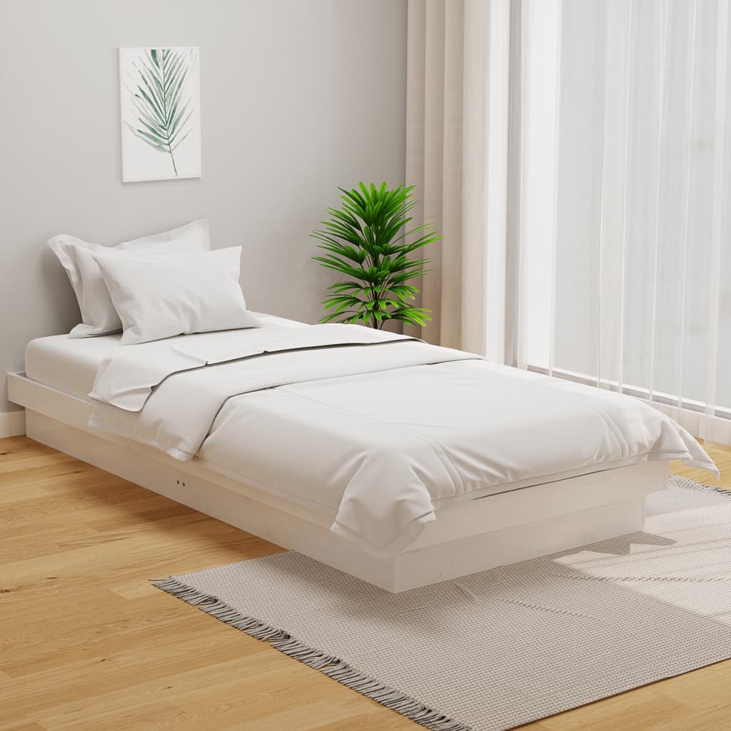 sengeramme 90x190 cm Single massivt træ hvid