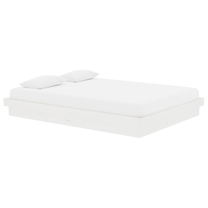 sengeramme 135x190 cm dobbelt massivt fyrretræ hvid