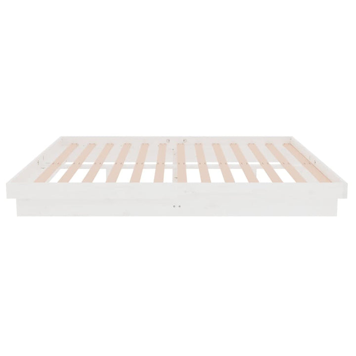 sengeramme 135x190 cm dobbelt massivt fyrretræ hvid
