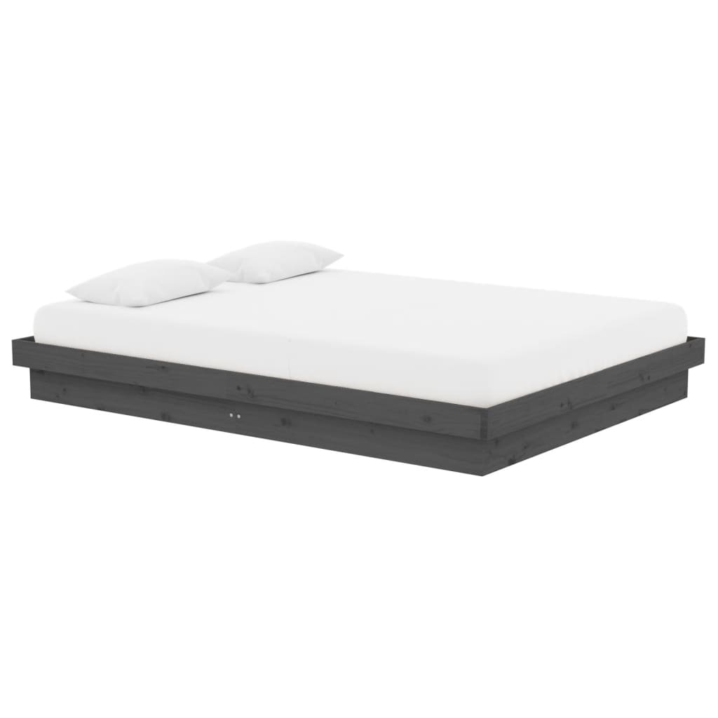 sengeramme 135x190 cm Double massivt fyrretræ grå