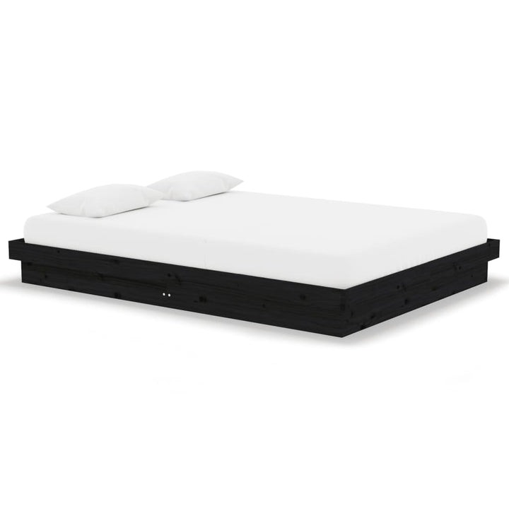 sengeramme 135x190 cm Double massivt fyrretræ sort