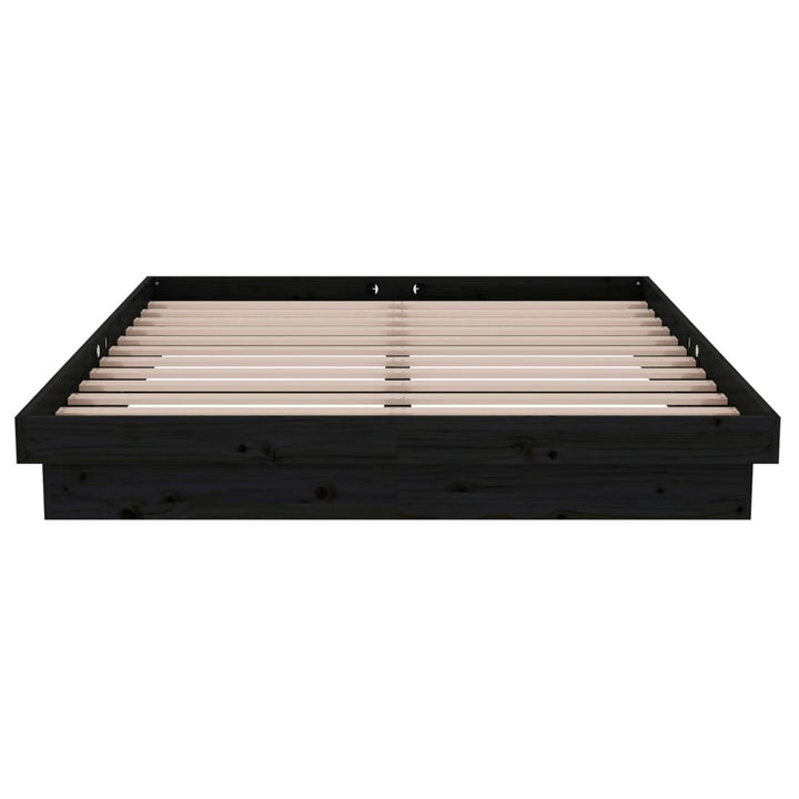sengeramme 135x190 cm Double massivt fyrretræ sort