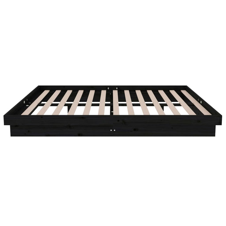 sengeramme 135x190 cm Double massivt fyrretræ sort