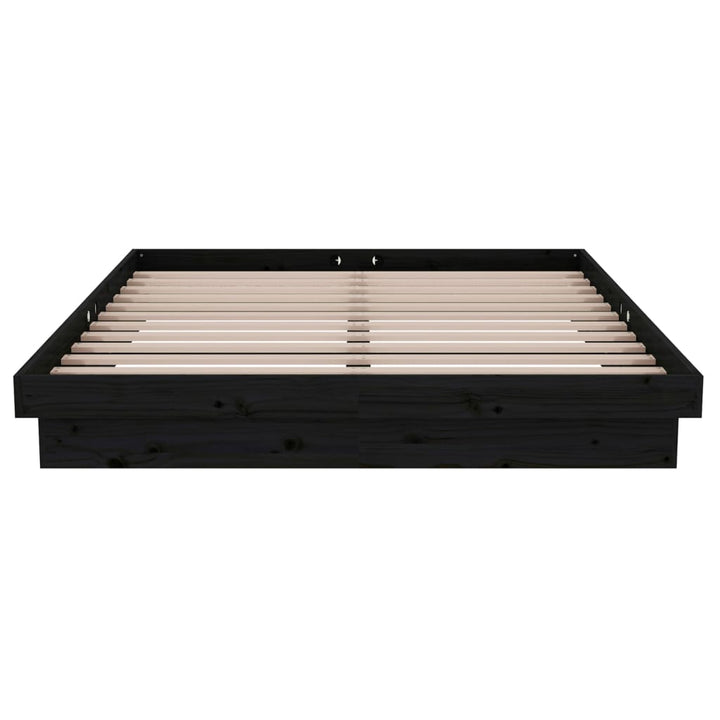 sengeramme 140x190 cm massivt træ sort