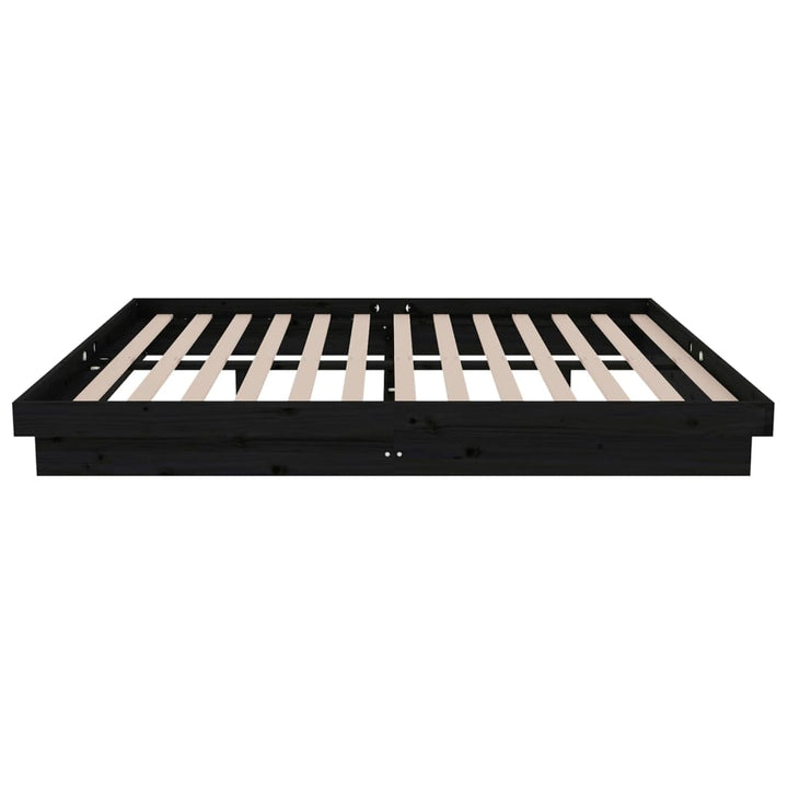 sengeramme 140x190 cm massivt træ sort
