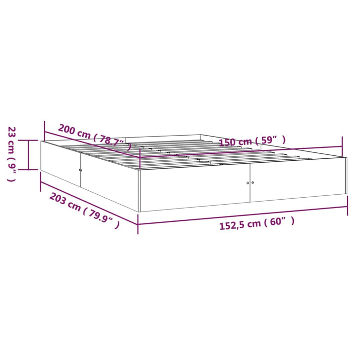 sengeramme 150x200 cm King Size massivt fyrretræ hvid