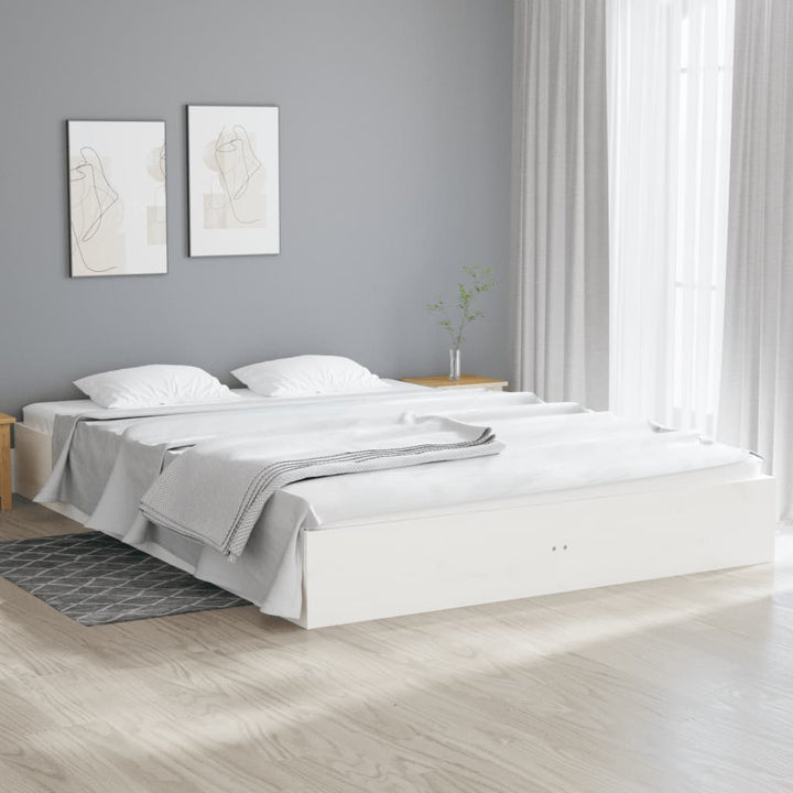 sengeramme 150x200 cm King Size massivt fyrretræ hvid
