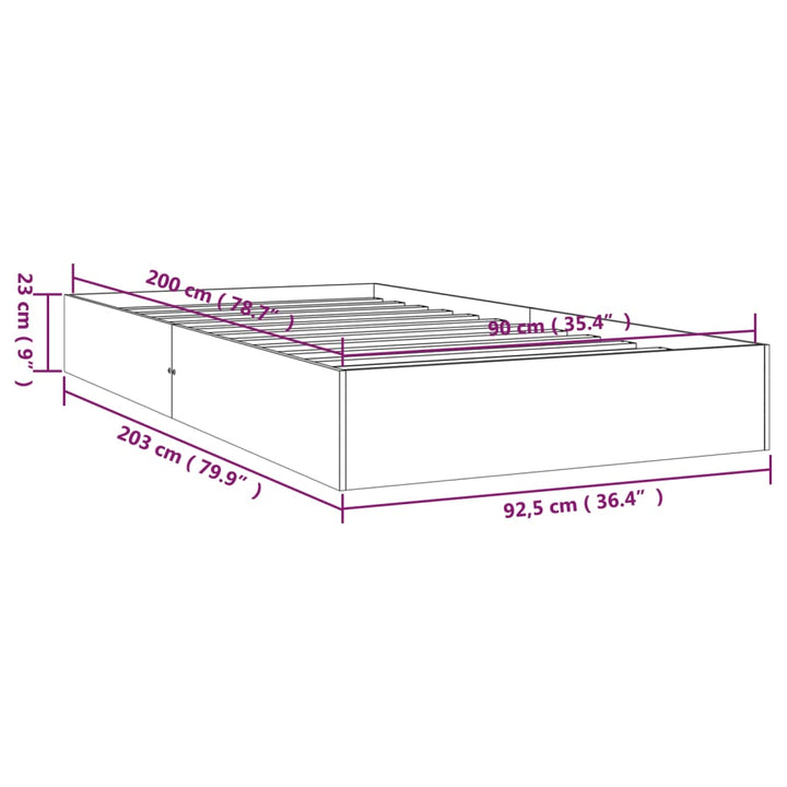 sengeramme 90x200 cm massivt træ hvid
