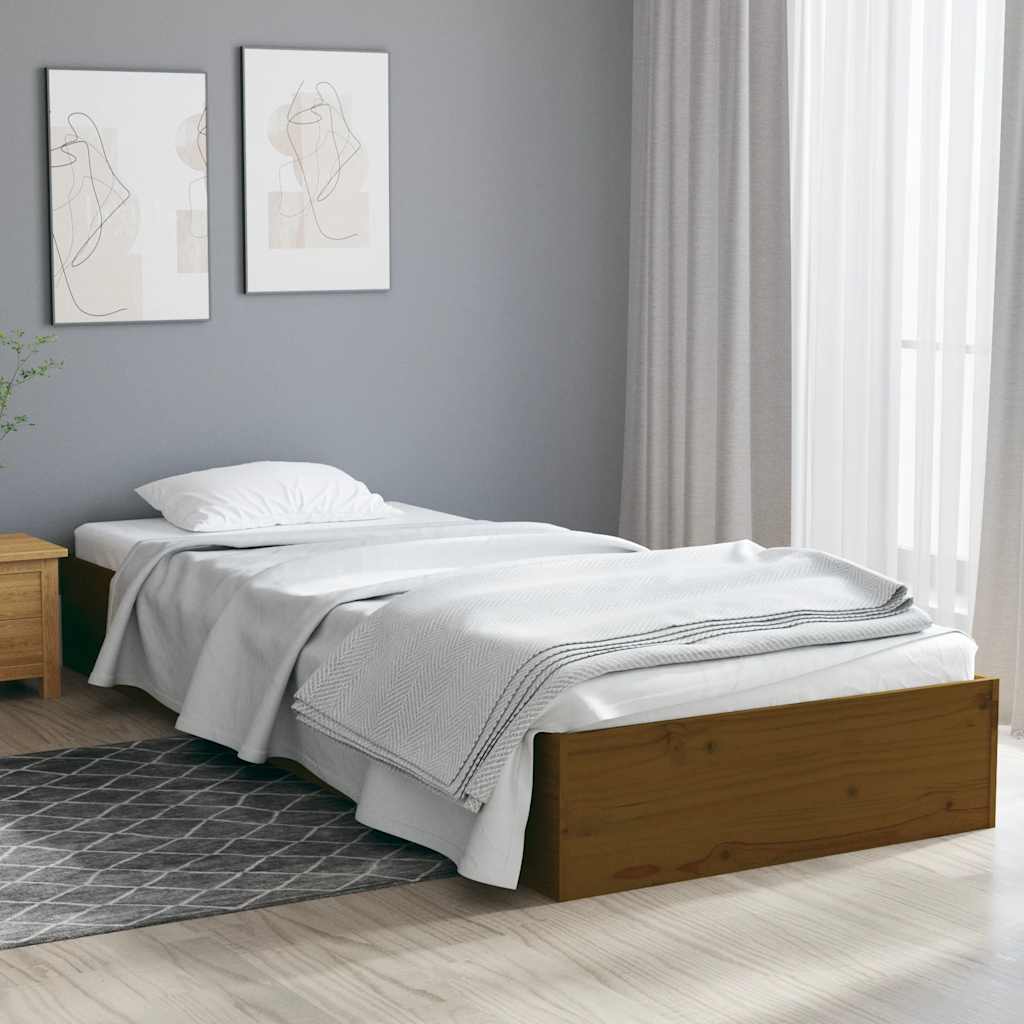 sengeramme 75x190 cm Small Single massivt træ gyldenbrun