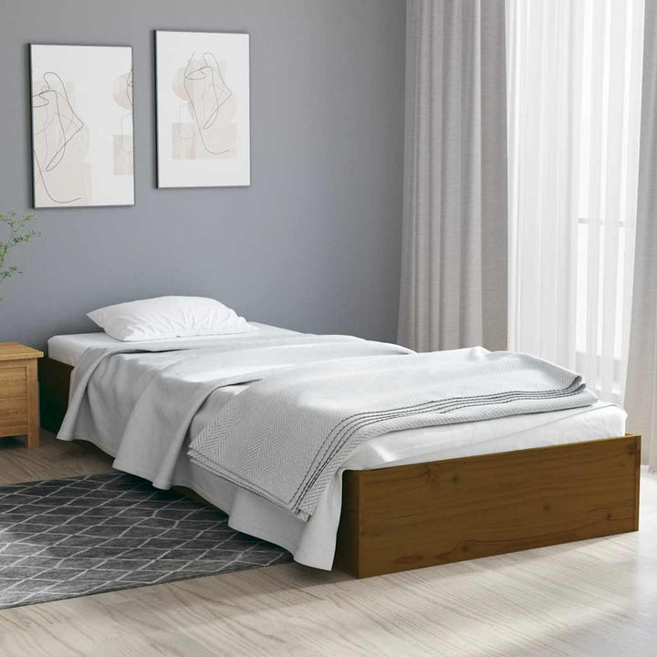 sengeramme 75x190 cm Small Single massivt træ gyldenbrun
