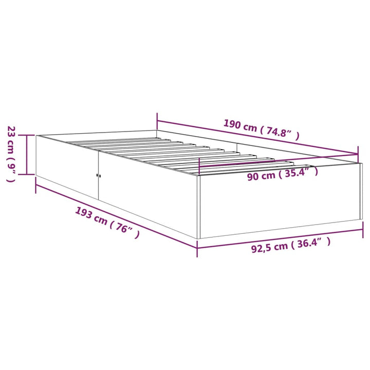 sengeramme 90x190 cm massivt træ
