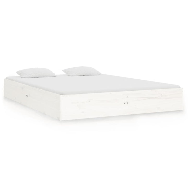 sengeramme 135x190 cm dobbelt massivt fyrretræ hvid