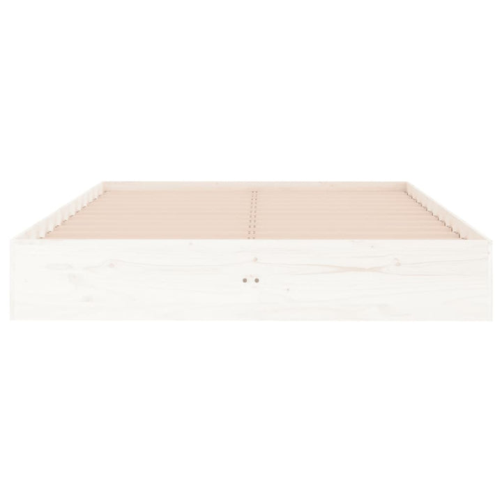 sengeramme 135x190 cm dobbelt massivt fyrretræ hvid