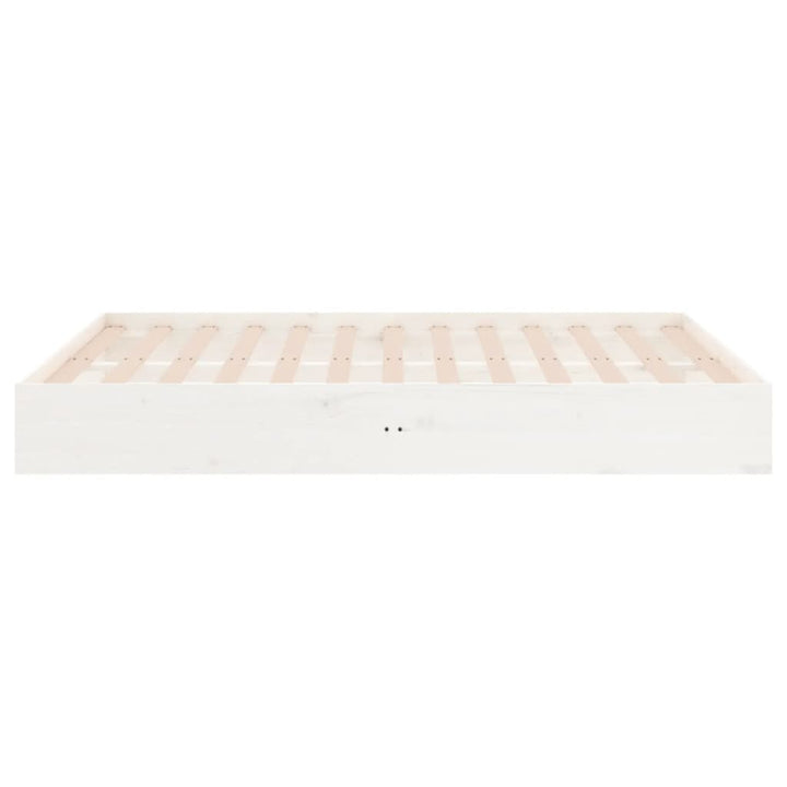sengeramme 135x190 cm dobbelt massivt fyrretræ hvid