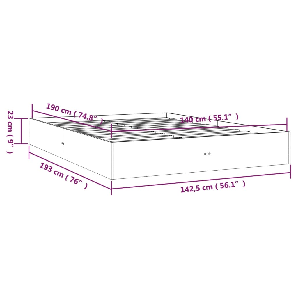 sengeramme 140x190 cm massivt træ