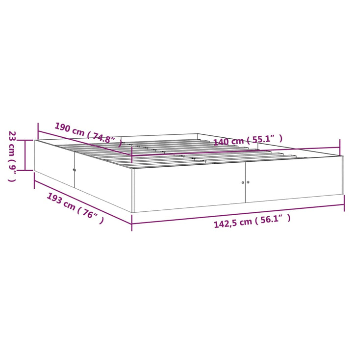 sengeramme 140x190 cm massivt træ hvid