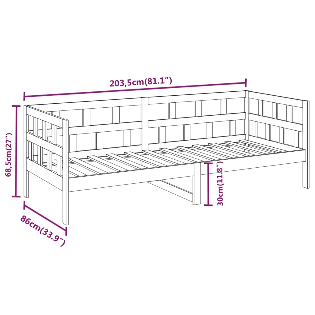 daybed 80x200 cm massivt fyrretræ