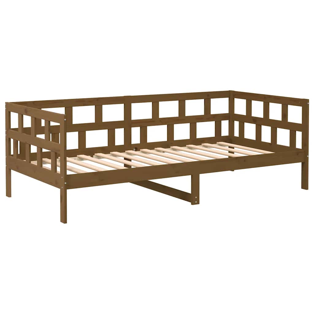 daybed 80x200 cm massivt fyrretræ gyldenbrun