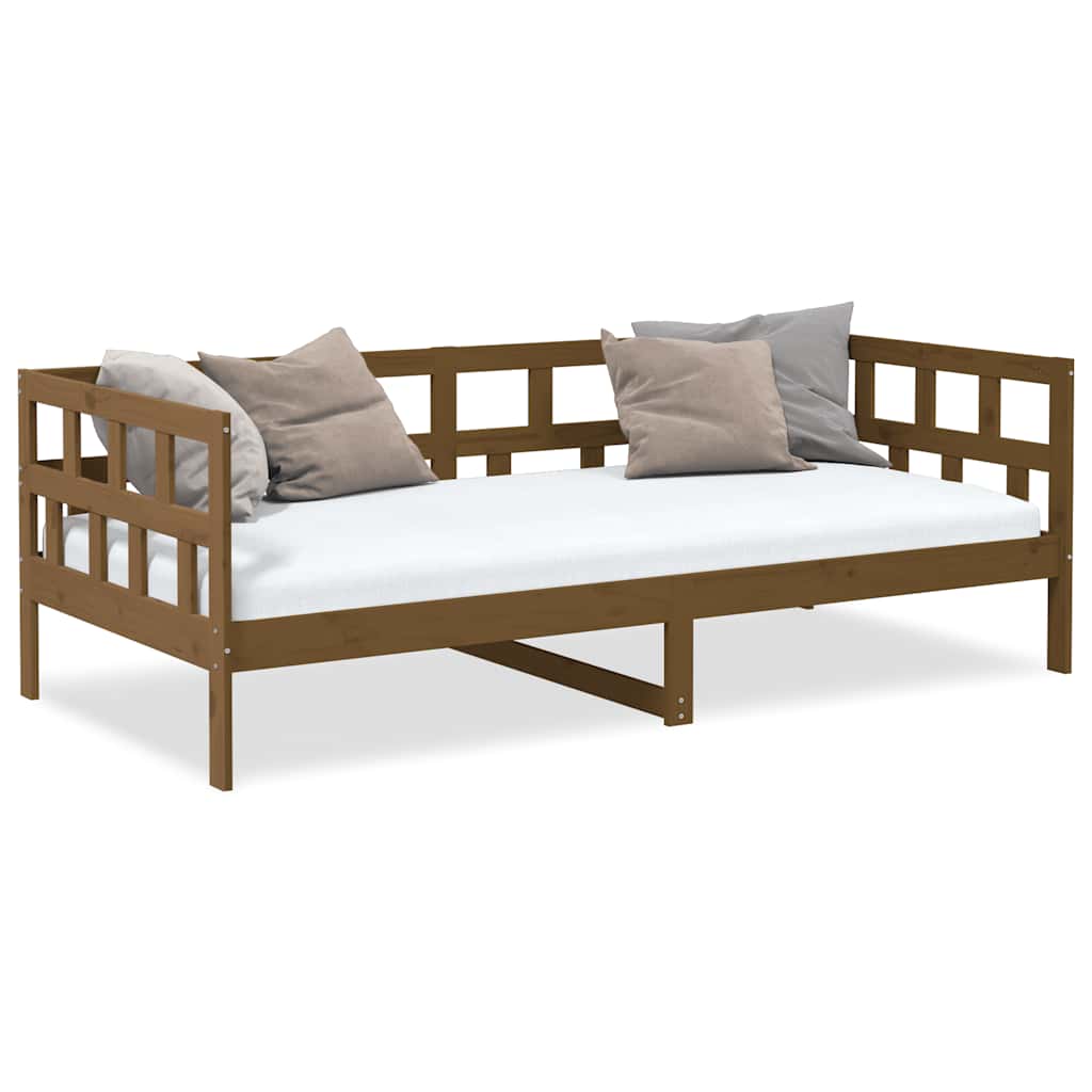 daybed 80x200 cm massivt fyrretræ gyldenbrun