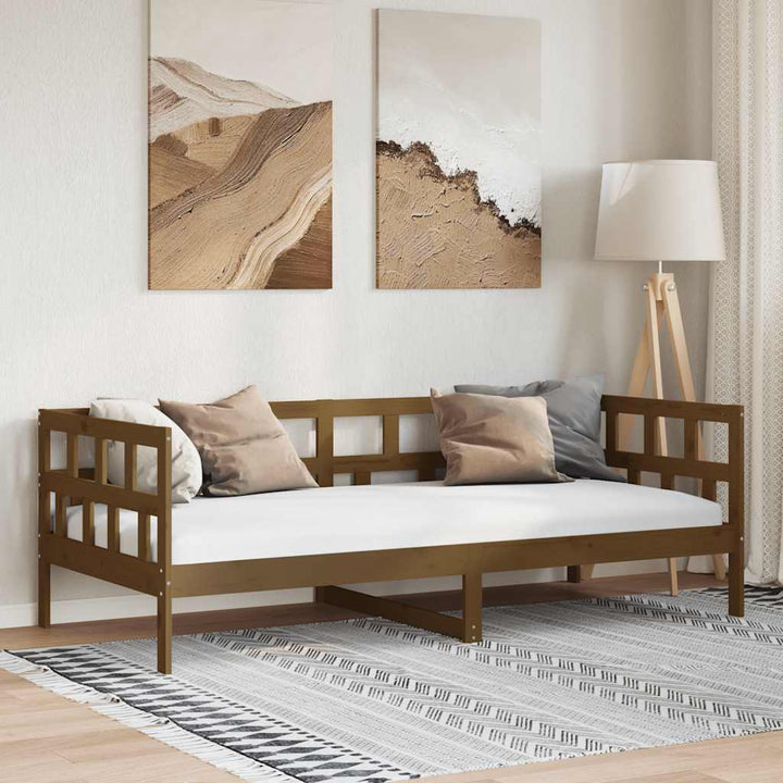 daybed 80x200 cm massivt fyrretræ gyldenbrun