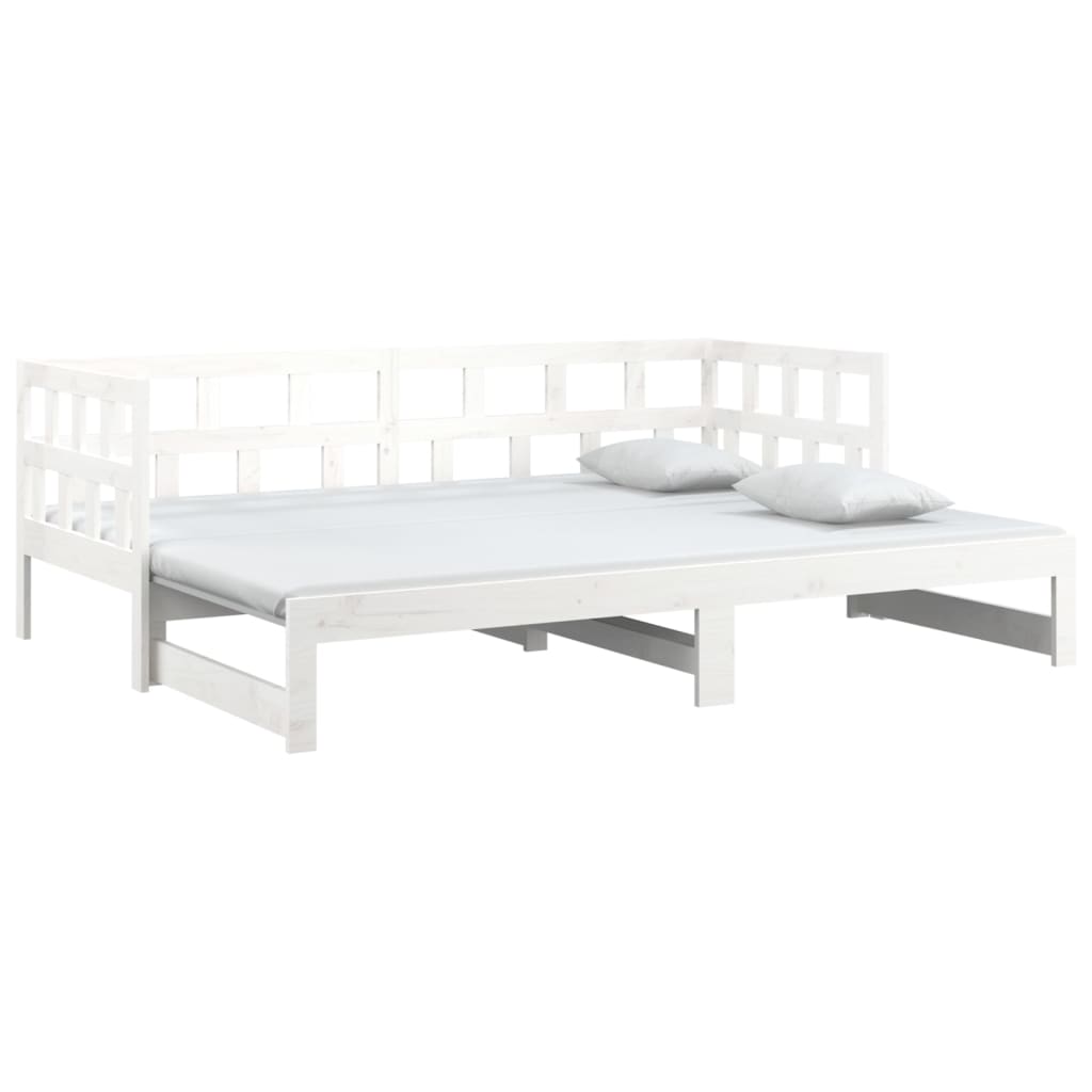 daybed med udtræk 2x(90x200) cm massivt fyrretræ hvid