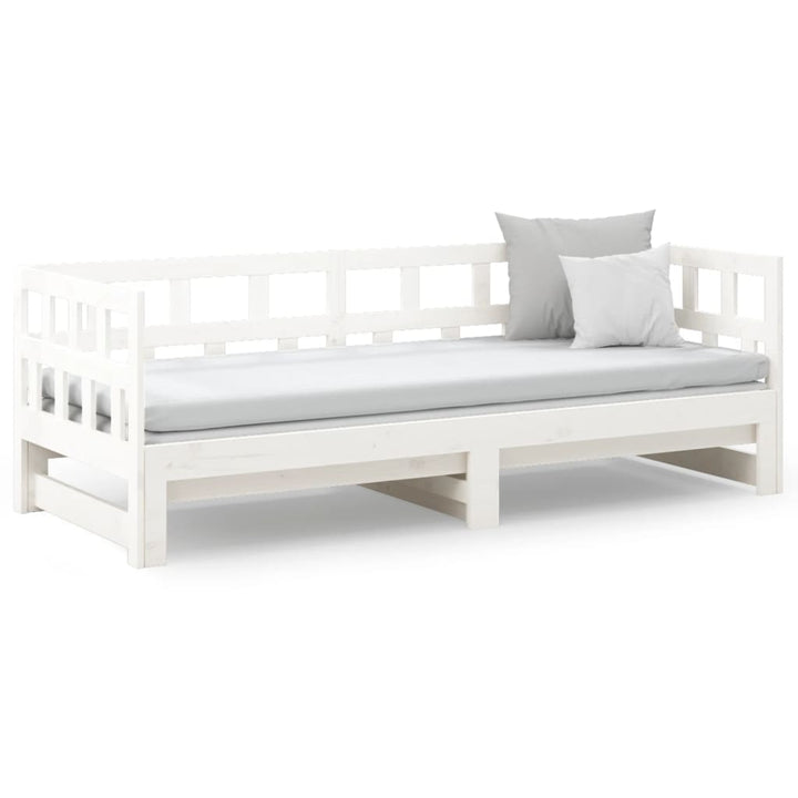daybed med udtræk 2x(90x200) cm massivt fyrretræ hvid