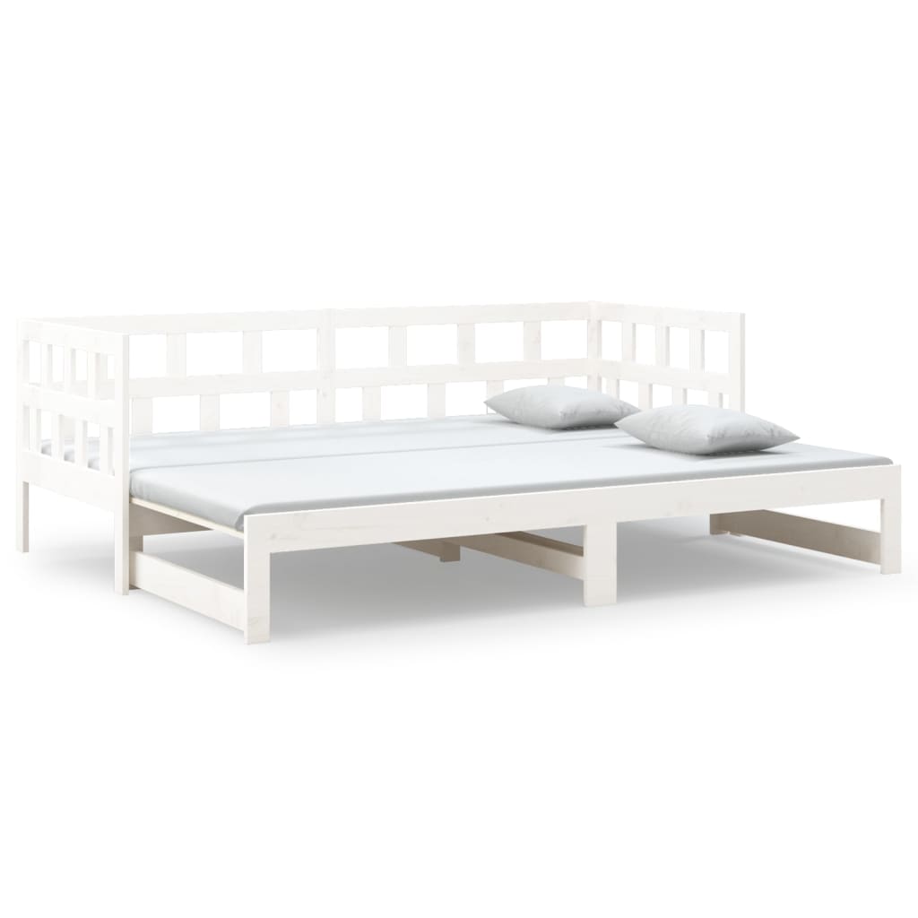 daybed med udtræk 2x(80x200) cm massivt fyrretræ hvid