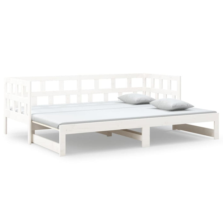 daybed med udtræk 2x(80x200) cm massivt fyrretræ hvid