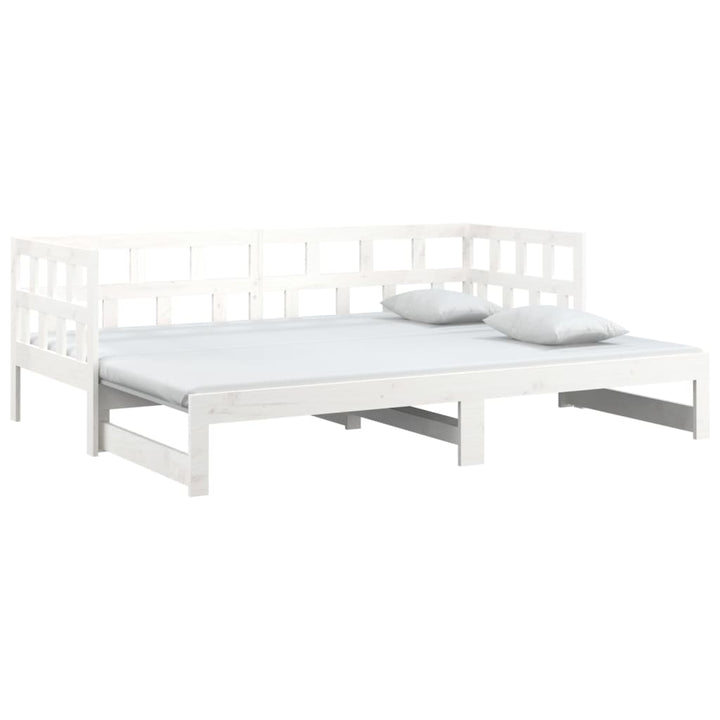 daybed med udtræk 2x(80x200) cm massivt fyrretræ hvid