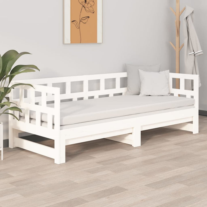 daybed med udtræk 2x(80x200) cm massivt fyrretræ hvid