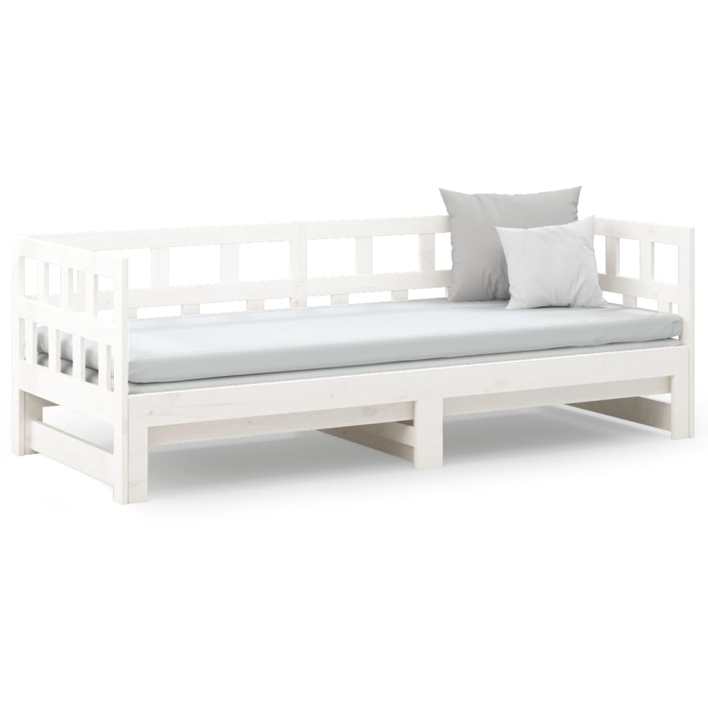 daybed med udtræk 2x(80x200) cm massivt fyrretræ hvid