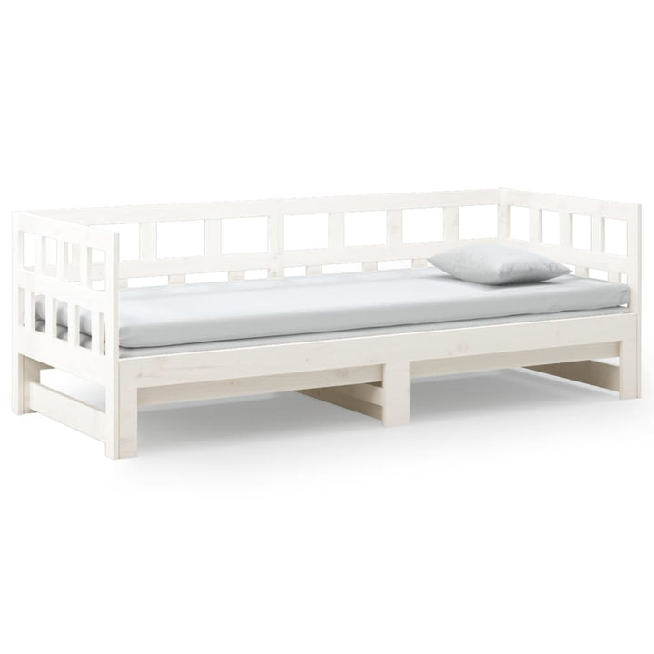 daybed med udtræk 2x(80x200) cm massivt fyrretræ hvid