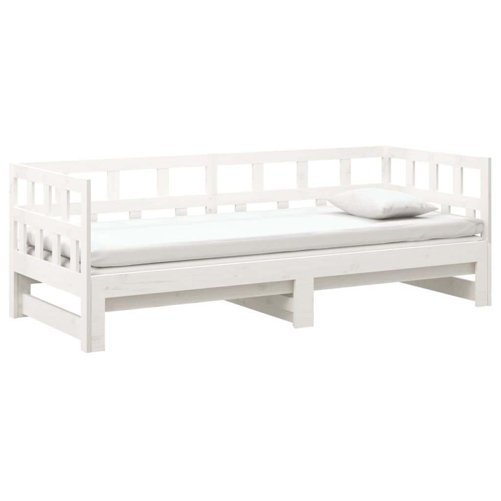 daybed med udtræk 2x(80x200) cm massivt fyrretræ hvid