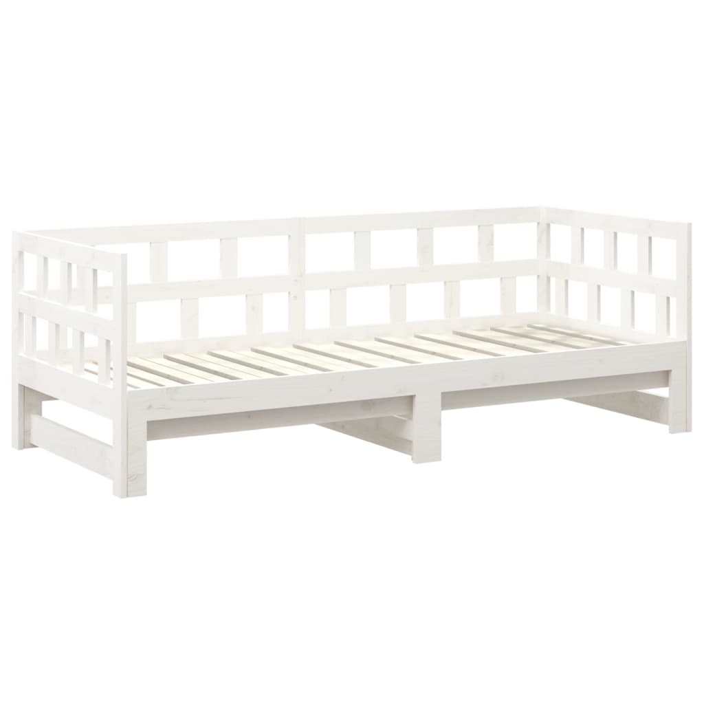 daybed med udtræk 2x(80x200) cm massivt fyrretræ hvid